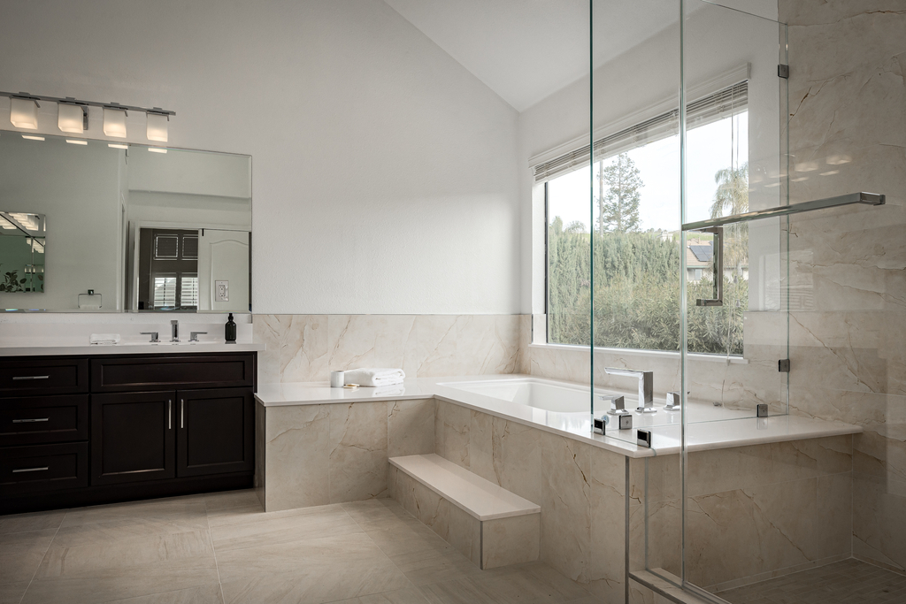 Timeless Spa Like Master Bathroom Remodel Performed in Fremont, CA